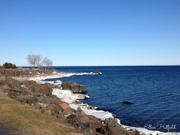 Lake Superior winter shoreline from the Lakewalk